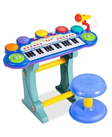 Best Choice Products 37-Key Kids Electronic Piano Keyboard w/ Multiple Sounds, Lights Microphone, Stool