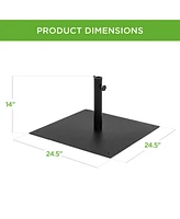 Best Choice Products 38.5lb Steel Umbrella Base, Square Patio Stand w/ Tightening Knob and Anchor Holes - Black