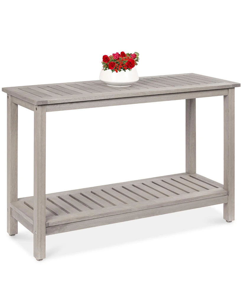 Best Choice Products 48in 2-Shelf Indoor Outdoor Wooden Console Table Multifunctional Buffet Bar Storage