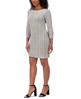 Jessica Howard Women's 3/4-Sleeve Cable Knit Dress