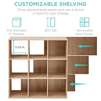 Best Choice Products 9-Cube Bookshelf, 11in Display Storage Compartment Organizer w/ 3 Removable Back Panels