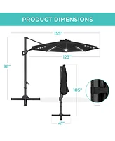 Best Choice Products 10ft 360-Degree Solar Led Lit Cantilever Patio Umbrella, Outdoor Hanging Shade