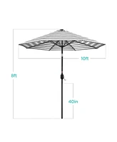 Best Choice Products 10ft Solar Led Lighted Striped Patio Umbrella w/ Crank, Tilt, Push Button, 6 Ribs