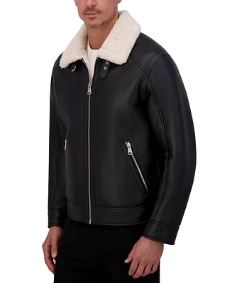 Kenneth Cole Men's Faux-Shearling Moto Jacket