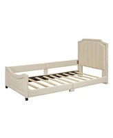 Slickblue Twin Size Upholstered Daybed with Classic Stripe Headboard