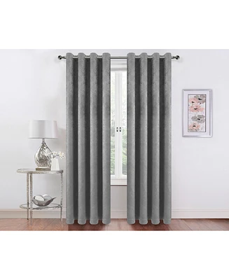 Kate Aurora 2 Pack Hotel Embossed Textured Light Filtering Grommet Top Window Curtain Panels - Spice