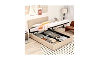 Slickblue Full Upholstered Platform Bed with Lifting Storage for Maximized Space