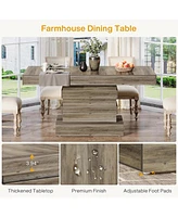 Tribesigns 55-Inch Dining Table for 4: Farmhouse Wooden Dining Room Table, Rectangular Kitchen Table with Heavy