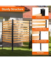 42in x 38in Wood Outdoor Privacy Screen Privacy Wall, Pool Equipment Enclosure, Trash Can Enclosures, Air Conditioner Fence with Metal Stakes (2-Panel