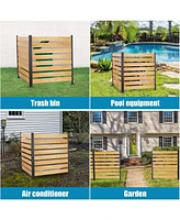 Skonyon 42in x 38in Wood Outdoor Privacy Fence Screens with Metal Stakes (2-Panel)