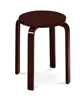 Gymax Set of 4 18" Stacking Stool Round Dining Chair Backless Wood Home Decor Brown