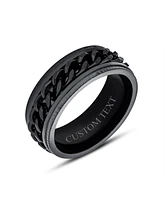 Bling Jewelry Black Rope Chain Cable Mens Biker Black Anxiety Spinner Fidget Ring For Men Stainless Steel 8MM Wide