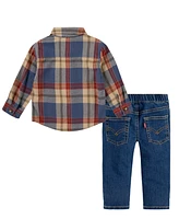 Levi's Infant Boys Flannel Shirt and Taper Pants, 2-Piece Set