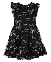 Rare Editions Big Girls Velvet Sequin Bow Party Dress