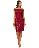 Adrianna Papell Women's Off-The-Shoulder Sequin Sheath Dress