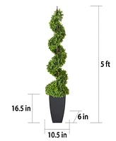 Puleo 5' Topiary Spiral Boxwood Artificial Tree