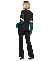 Karl Lagerfeld Paris Women's Colorblocked-Sleeve Top