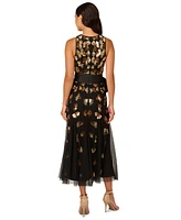 Adrianna Papell Women's Beaded Mesh Sleeveless Godet Gown