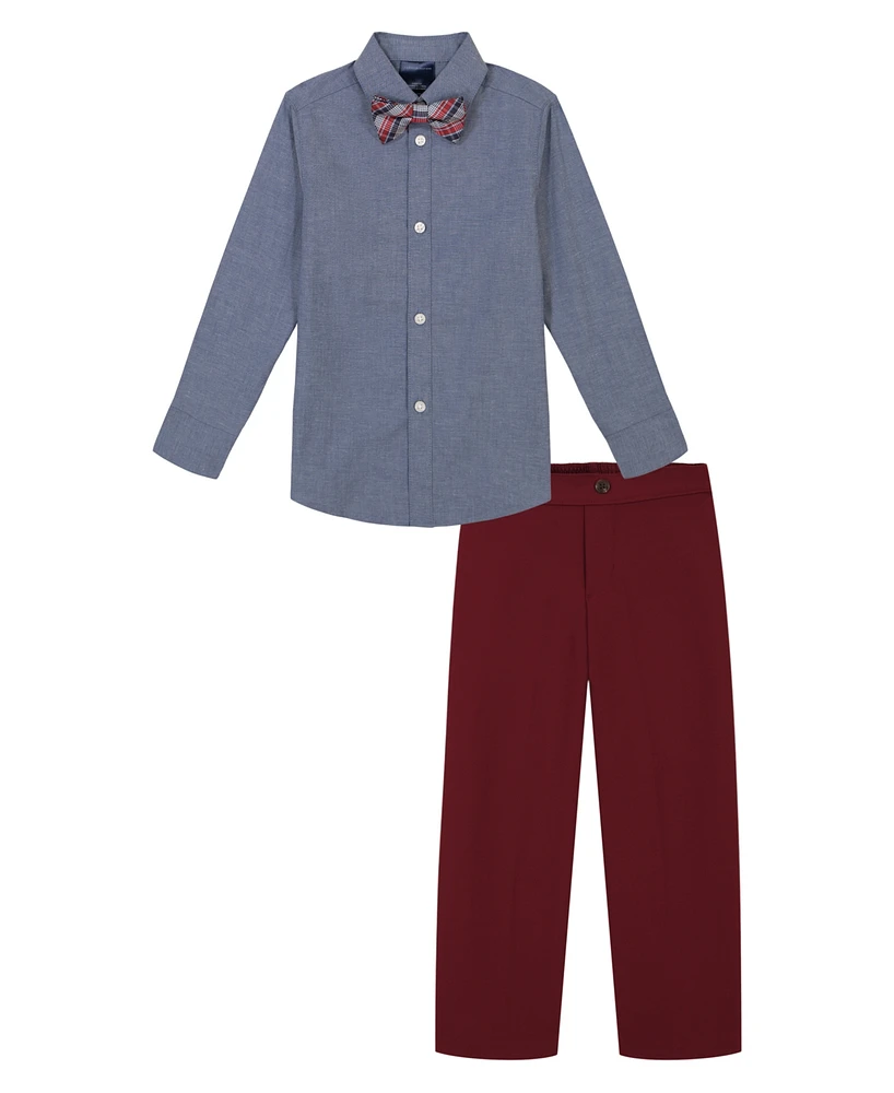 Tommy Hilfiger Toddler and Little Boys Stretch Chambray Pant Bowtie, 3-Piece Set