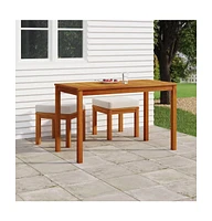 vidaXL 3 Piece Patio Dining Set with Cushions Solid Wood Acacia