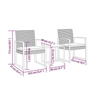 vidaXL 3 piece Patio Dining Set with Cushions Brown Pp Rattan