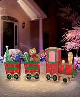 Puleo 71" Lighted Outdoor Wire Frame Train with Presents