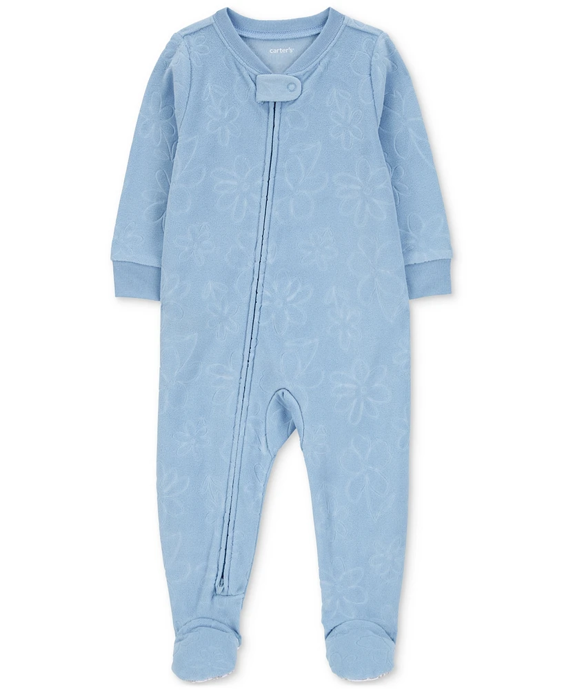 Carter's Baby Girls 1-Piece Floral Fleece Footed Pajamas