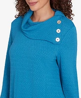 Ruby Rd. Petite Split Cowl Neck Solid Textural Knit Top