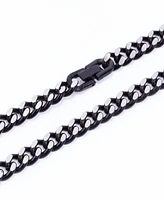 Rhona Sutton Black Silver Curb Chain Stainless Steel Bracelet