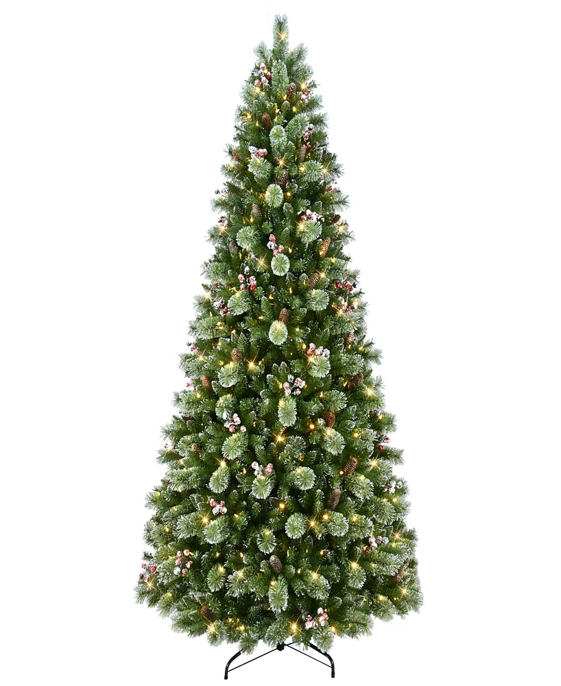 Puleo 9' Pre-lit Snowy Norway Spruce Adorned Artificial Tree