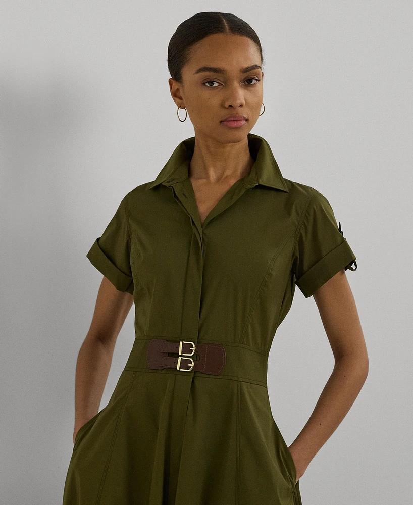 Lauren Ralph Women's Buckle-Trim Stretch-Cotton Blend Dress