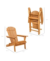 Best Choice Products Folding Adirondack Chair Outdoor, Wooden Accent Lounge Furniture w/ 350lb Capacity