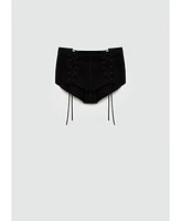 Mango Women's Bows And Slit Detail Shorts