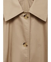 Mango Women's Shirt Collar Cotton Trench Coat