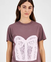 Grayson Threads, The Label Juniors' Lace Corset Graphic T-Shirt