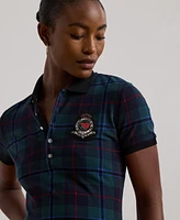 Lauren Ralph Women's Plaid Beaded-Crest Pique Polo Shirt