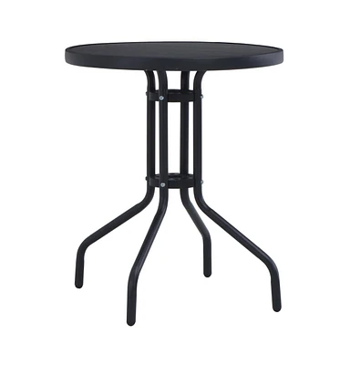 vidaXL Patio Table Black 23.6" Steel and Glass