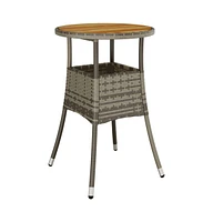 vidaXL Patio Table 23.6"x29.5" Acacia Wood and Poly Rattan Gray