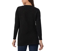 Jones New York Petite Metallic Open-Front Cardigan