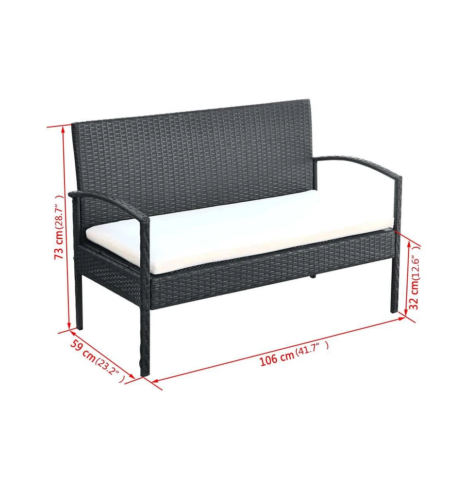 vidaXL 4 Piece Patio Lounge Set with Cushions Poly Rattan