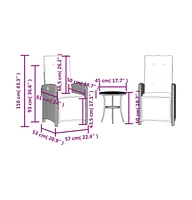 vidaXL 3 Piece Bistro Set with Cushions Gray Poly Rattan