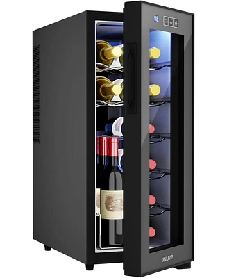 Jinjunye 12 Bottle Wine Cooler, Wine Fridge Small, 46