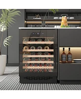 Jinjunye 24Inch Wine Cooler Refrigerator, 52 Bottle Wine Fridge Digital Temperature Control, Built-in or Freestanding Wine Cellar for Red, White, Cham