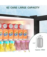 Jinjunye Beverage Refrigerator Cooler, 62 Can 1.6 Cu.ft Mini Fridge, Small Refrigerator with Glass Door for Beer Drinks Soda Wine, Freestanding Counte