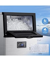 Jinjunye Commercial Ice Maker Machine, 100LBS/Day, Timer & Self Cleaning, Stainless Steel Ice Maker for Bar Restaurant Home Office,Ice Machine with Sc