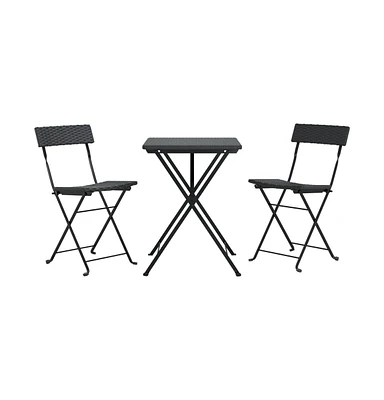 vidaXL 3 Piece Folding Bistro Set Poly Rattan