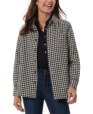 Jones New York Women's Houndstooth Snap-Front Shacket