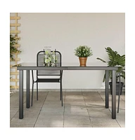 vidaXL Patio Table Black 59.1"x35.4"x29.1" Aluminum and Glass