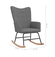 vidaXL Rocking Chair with a Stool Dark Gray Fabric