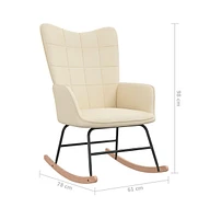 vidaXL Rocking Chair with a Stool Cream Fabric